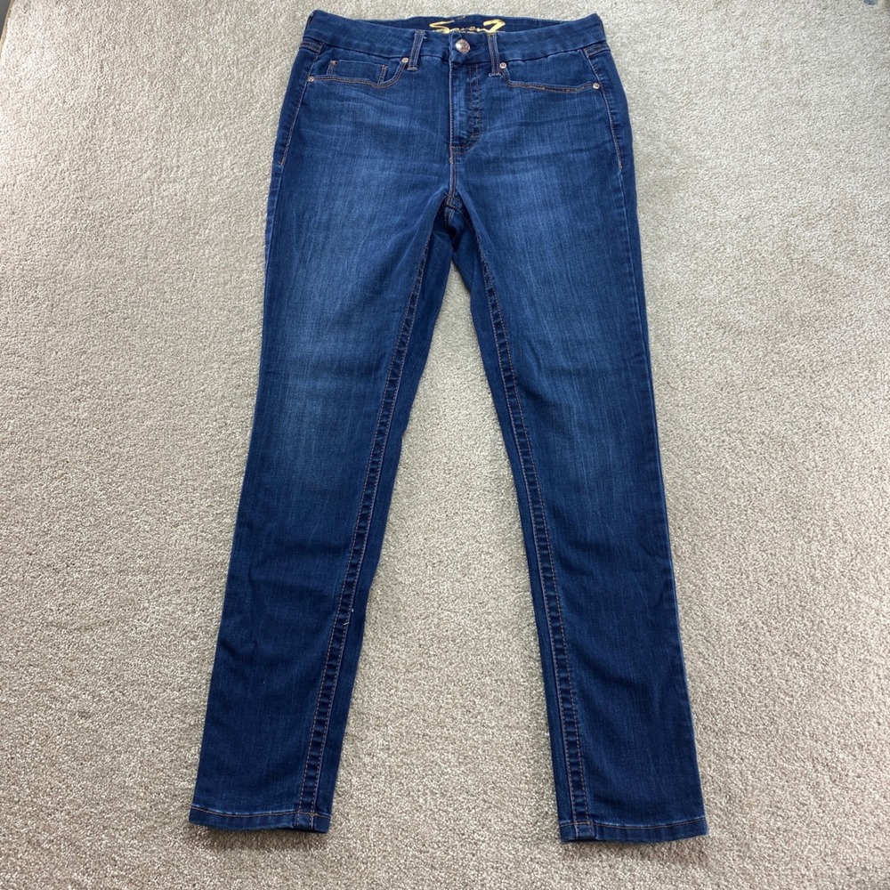 Seven7 Tummyless Skinny Jeans Womens 10 Blue High Rise Dark Wash Stretch Denim